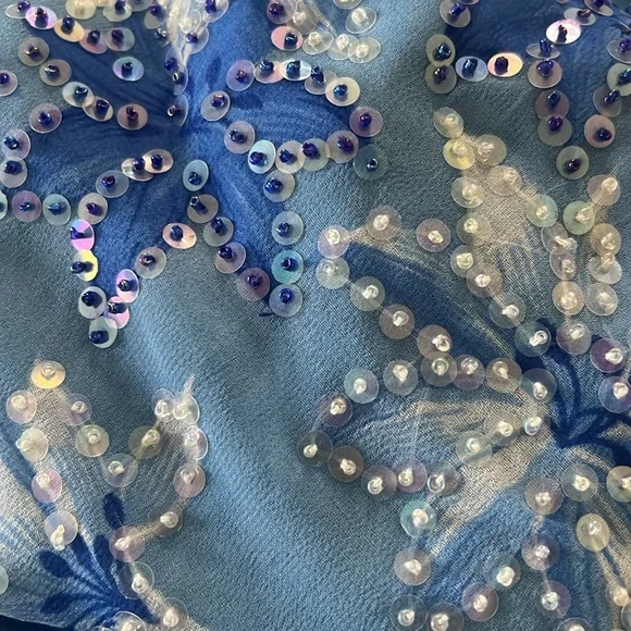 Chaundry Made in India Blue Beaded Floral Midi Dress - Picture 3 of 12